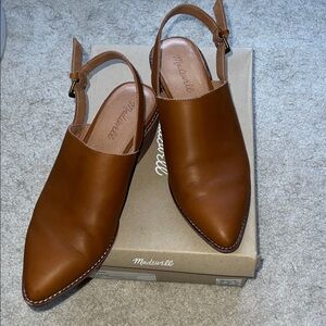 Madewell Tan Leather Slingback Mules